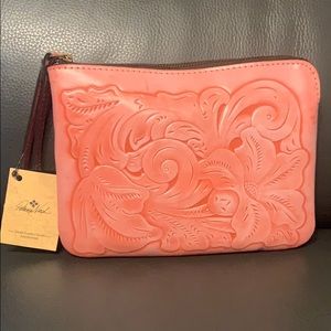 Patrica Nash Cassini Tuscan Tooled Coral Wristlet